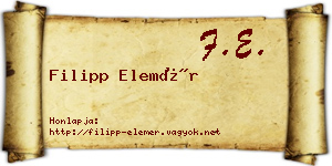 Filipp Elemér névjegykártya